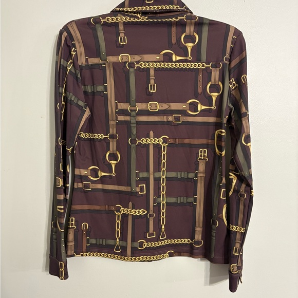 J. McLaughlin 'Betty' equestrian horse-bit print blouse Size XSMALL - Picture 3 of 7
